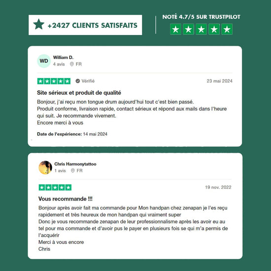 avis client handpan, hang drum fabricant