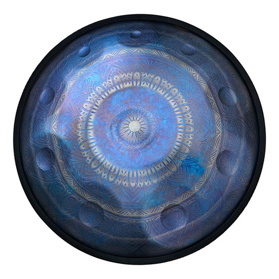 Handpan re mineur 9 note dore, frequence 432hz, frequence 440hz, hang drum, instrument musique, bleu, acheter handpan, Zenapan